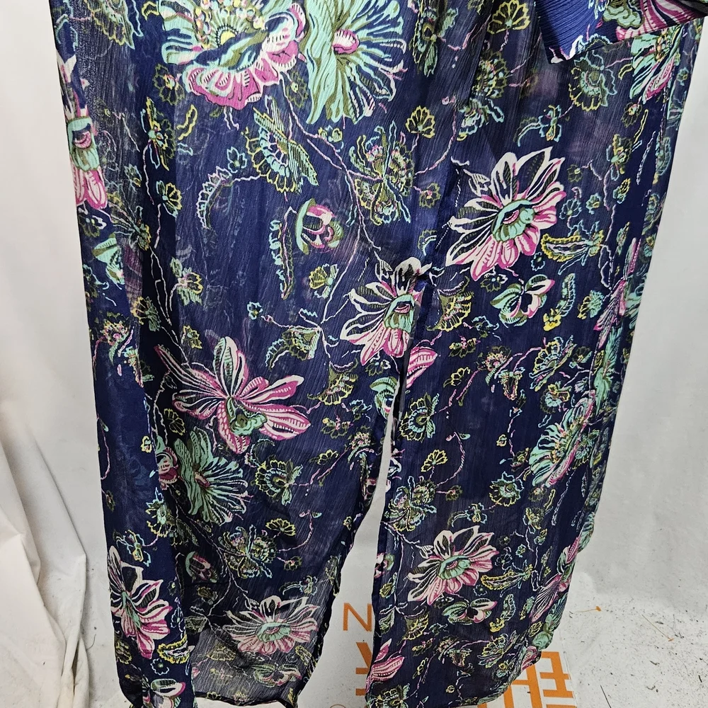 C Wonder By Christian Siriano Sheer Blue Floral Maxi Dress Sz 14 Coquette Fairy - Picture 6 of 8